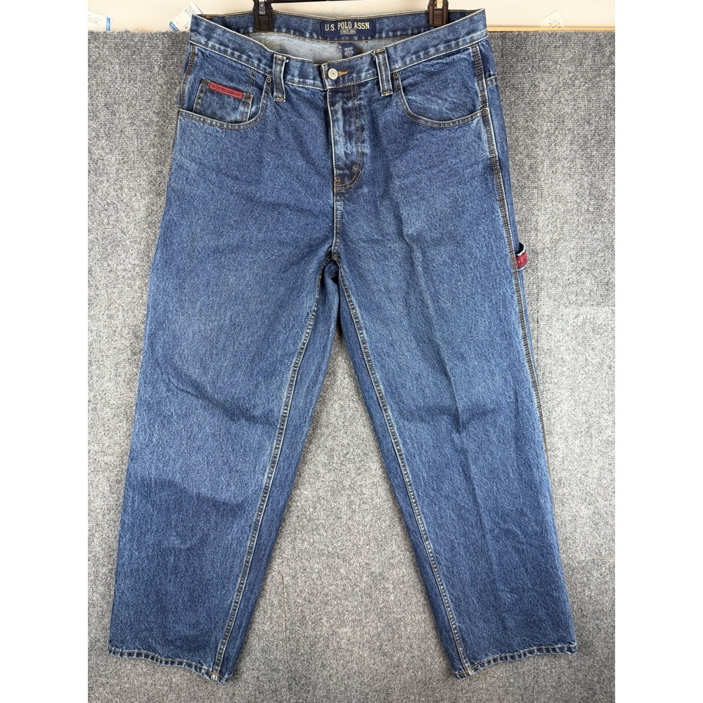 U.S. Polo Assn Vtg Y2K Carpenter Jeans Mens Size 36x32 Wide-leg Baggy skater - Picture 2 of 12